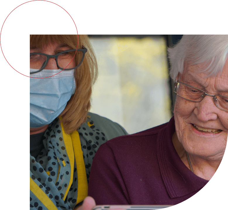 Care worker, nurse caring for an elderly woman